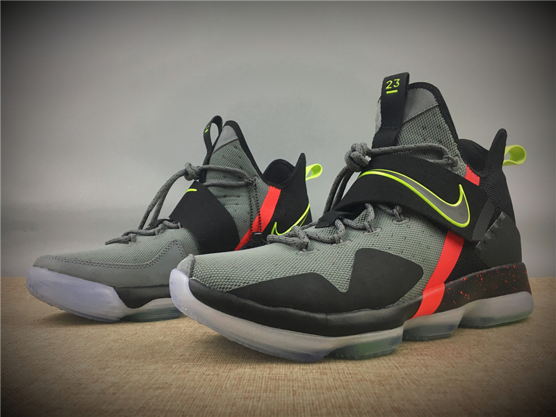 Nike LeBron XIV XMAS EP Black Grey Fluorscent Red Shoes